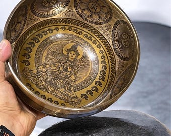 Cuenco tibetano tallado a mano – Herramienta de meditación y sanación sonora de 20 cm