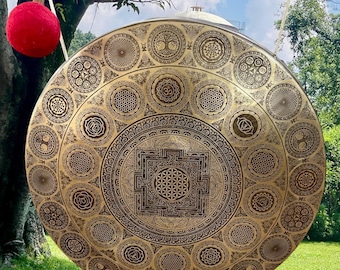 Gong tibetano artesanal: auténtico gong de siete metales para la sanación sonora, la meditación, el yoga y el bienestar espiritual.