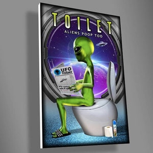 Door sign,Aliens poop too,Toilet door sign,UFO sign,space sign,Sci fi decor,geeky gift ides,door sign,gift ideas,door decor,home decor,ufo