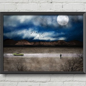 Original artwork,Night scene,moon art,night art,gothic poster,Man cave art,christmas gift ideas,landscape poster,landscape print,wall art