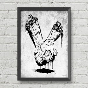 personalized poster,Till death do us part,with your own personal names on the arms,personalized gift ideas,anniversary gifts,gothic decor