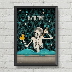 Bathroom decor,Bathroom poster,skulls art,gothic decor,home decor,wall decor,bathroom decor,bathroom sign,bath decor,gotic prints,gothic art