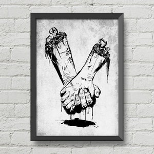 Till death do us part,gothic poster,gothic decor,black & white,horror decor,home decor,original art,gothic wall art,wall art,valentines day image 1