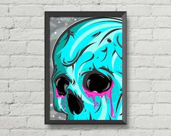 Gothic decor,Skulls can cry too,gothic poster,graffiti print,skulls art,original artwork,gothic home decor,gothic art,goth art,Skull decor