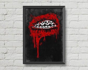 Gothic print,Original artwork,gothic decor,creepy art,gothic skull poster,horror poster,gothic wall art,wall decor,home decor,gothic print,