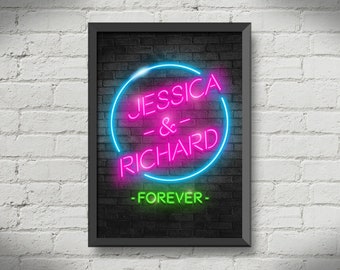 Personalized gifts ideas,a wall art with your personal names in neon lights,custom gift ideas,couple gift ideas,wall decor,custom gifts