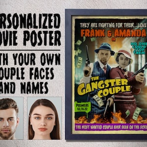 Personalisiertes Filmplakat mit Ihren Gesichtern und Namen, personalisierte Geschenkideen, personalisierter Druck, Geschenkideen zum Jahrestag