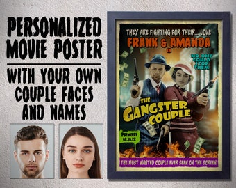 Personalized movie poster with your couple faces and names,Personalized gift ideas,Personalized print,Custom gift ideas,anniversary gift