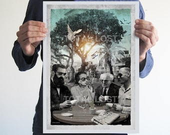 Israel great nation leaders taking a break ,NOT AI ART, Original artwork,Israel poster,Israel gift ideas,Herzl,Golda,ben gurion