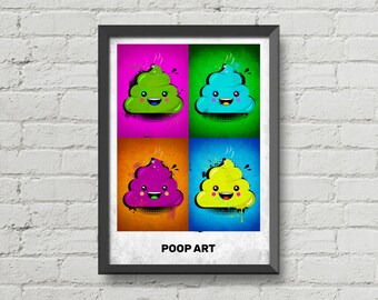 POOP ART,toilet decor,bathroom decor,humorous saying,humorous print,pop art,colorful print,bathroom wall art,funny,home decor,man cave art