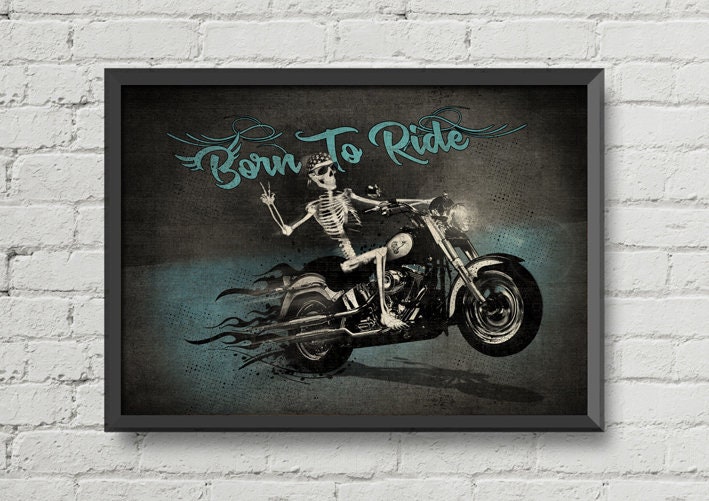 Born to Ride,biker Poster,motorcycle Poster,man Cave Art,rock and Roll ...