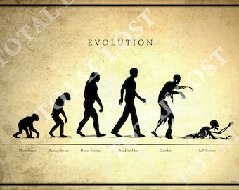 Evolution Poster,zombie Evolution,zombie Poster,darwin Poster