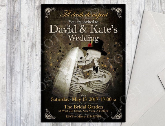 Printable wedding invitation,gothic wedding Invitation,customized Wedding Invitation,Gothic Invitation,skulls Invitation,gothic wedding