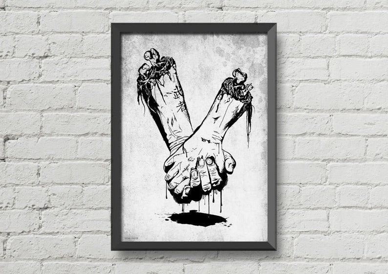 Till death do us part,gothic poster,gothic decor,black & white,horror decor,home decor,original art,gothic wall art,wall art,valentines day image 1