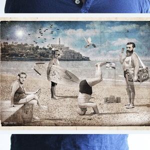 Ein Tag am Strand von Israel, Binyamin Ze'ev Herzl Druck, vintage israel,Ben Gurion, Vintage Kunst, Retro Look,Israel Poster,Israel Geschenkidee,Basel