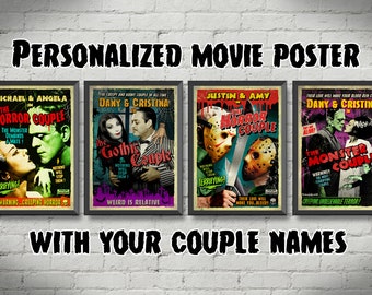 Personalized gift with your couple names,Personalized gift ideas,movie poster,Frankenstein poster,Custom gift ideas,anniversary gift ideas
