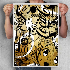 Collage artwork,wood texture,Original artwork,wall decor,Collage art,collage print,retro print,vintage poster,man cave decor,home decor