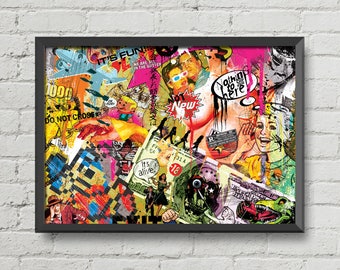 Pop art,Collage art,Collage poster,mixed media art,Collage design,Original artwork,My lovely chaos One,vintage art,Wall Art,Home Decor