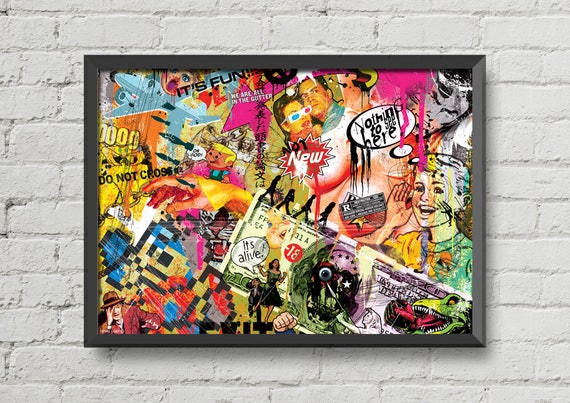 Pop Art Collage Kunst Collage Poster Mixed Media Art Etsy
