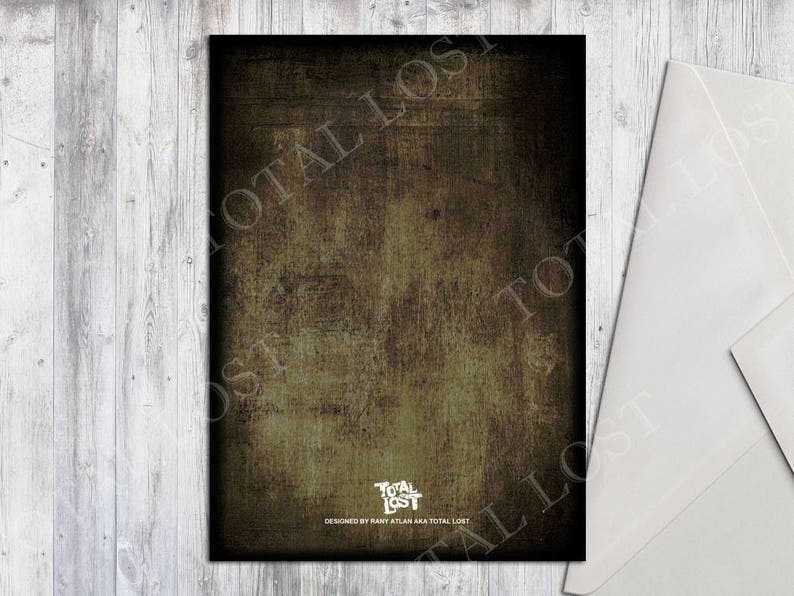 May include: A dark green textured card with the text "TOTAL LOST" in white lettering. The card is designed by "RANY XLAN AKA TOTAL LOST".
