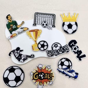 Soccer Embroidered Iron On Patch, Football Applique Patch, Sports Embroidery Badge, Cartoon Soccer Ball Patch for Jackets, Backpack, Hat DIY