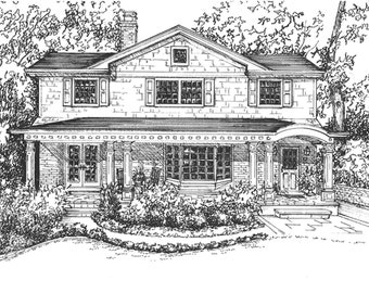 Custom Home Portraits In Ink And Watercolor Von Maryfrancessmith