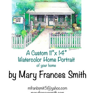 Artist rendering of your home painted in watercolor with ink detailing, Custom house portrait, Commissioned architectural home portrait bild 8