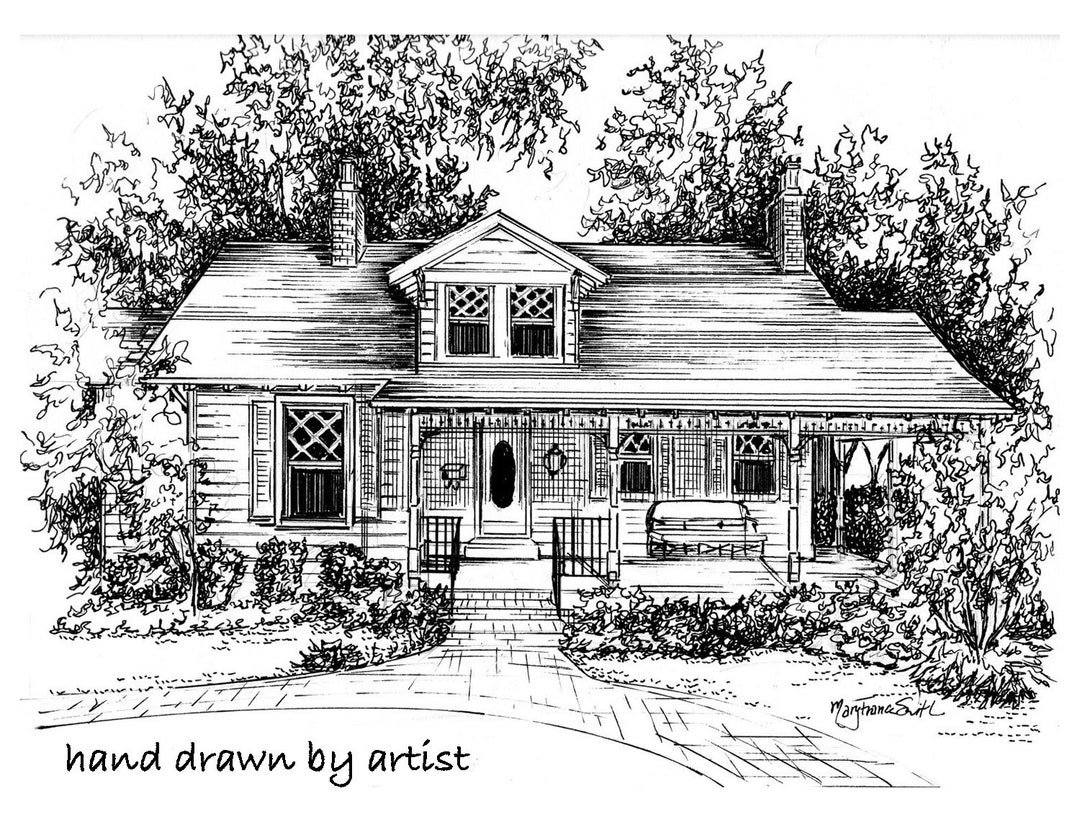 Custom House Portrait of Your Home, Ink House Sketched by Hand - Etsy