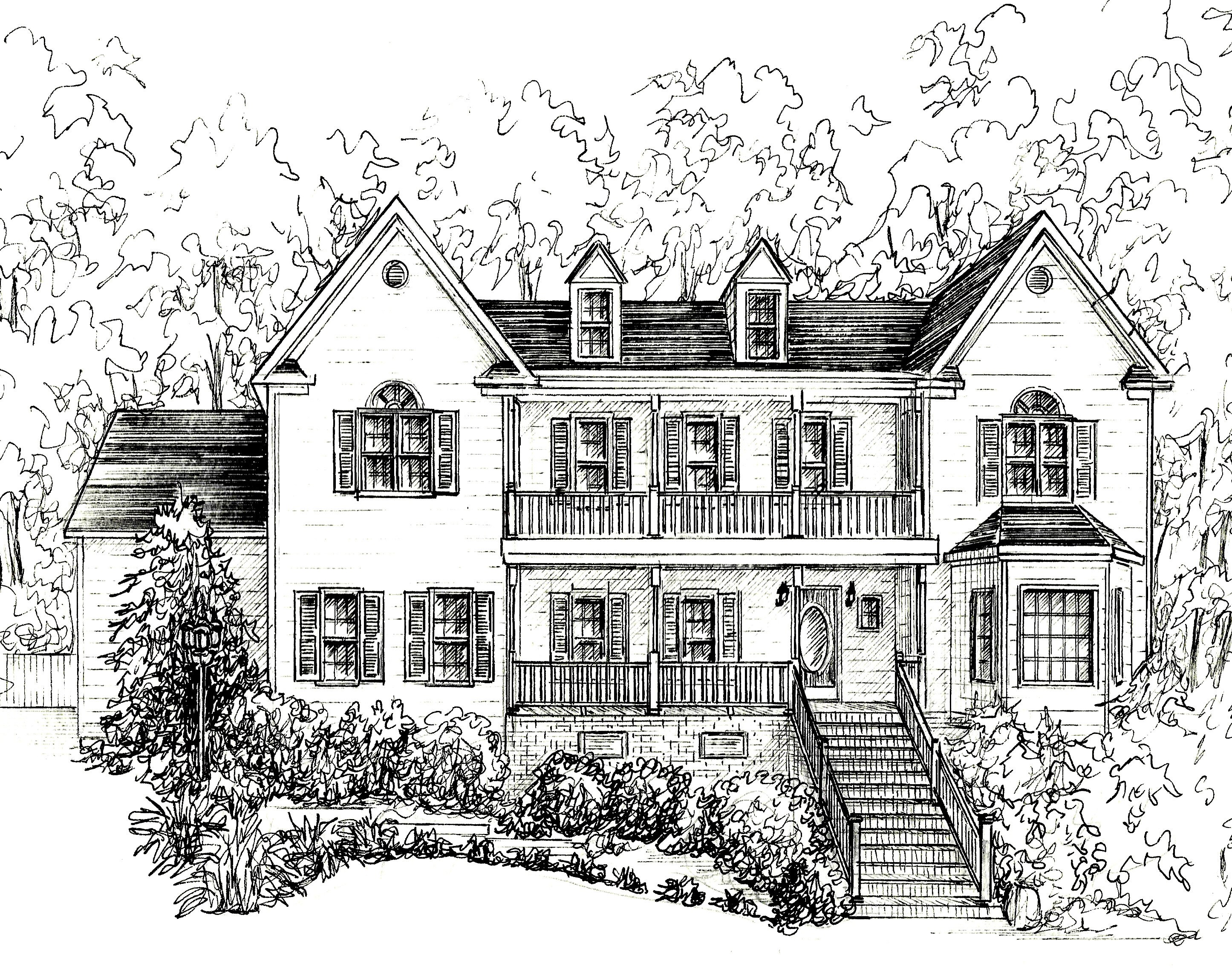 Single family house.Hand drawn cartoon vector. Simple suburban house.  25456085 Vector Art at Vecteezy