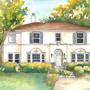 Custom House Painting, Commissioned sketch of house in watercolor, Unique family home gift image 5