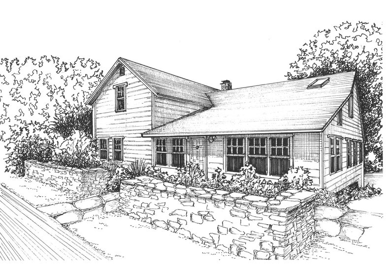 Pen and Ink Home Sketch From Photo. Custom Drawing in Ink, Paper ...