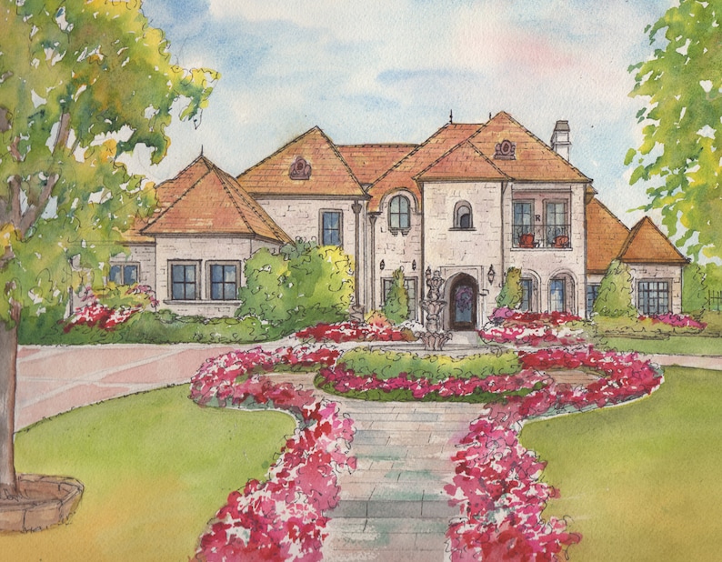 Watercolor House Painting of Your Home Custom Bespoke Wall Etsy