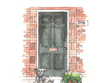 Custom painting of entryway, Illustration of your front door, shipping included