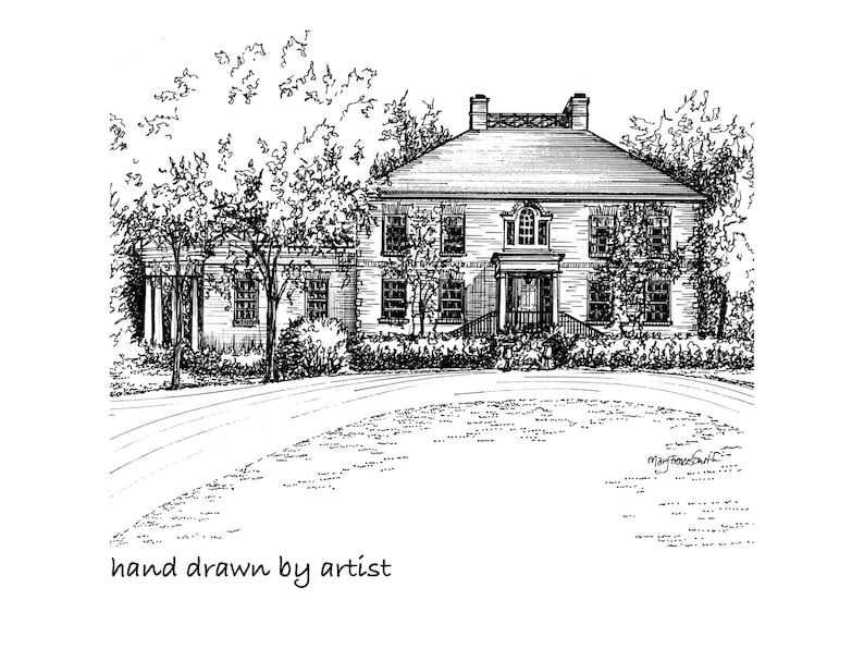 Custom House Portrait in Pen and Ink, Your Home Hand Drawn From Photos ...