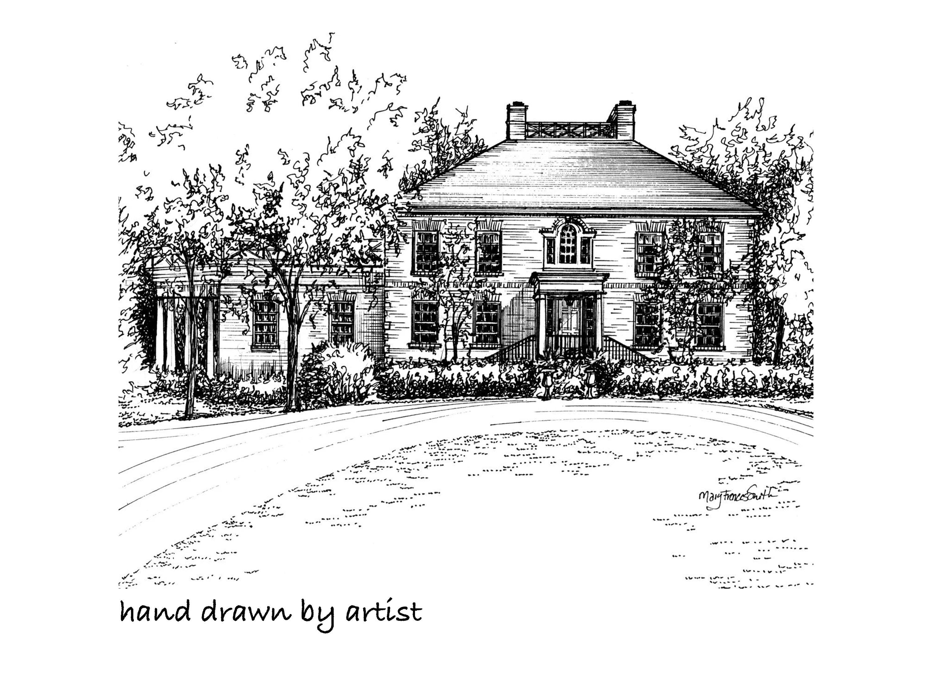 Custom House Portrait in Pen and Ink, Your Home Hand Drawn From Photos ...