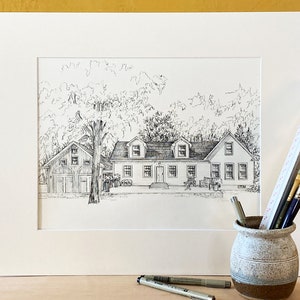 Custom house drawing in ink, personalized sketch of your home or cottage image 10