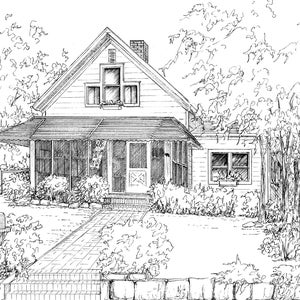 House Drawn in Ink 8x 10 architectural sketch, 0ne of a kind custom artwork house portrait your home sketch from photo image 7