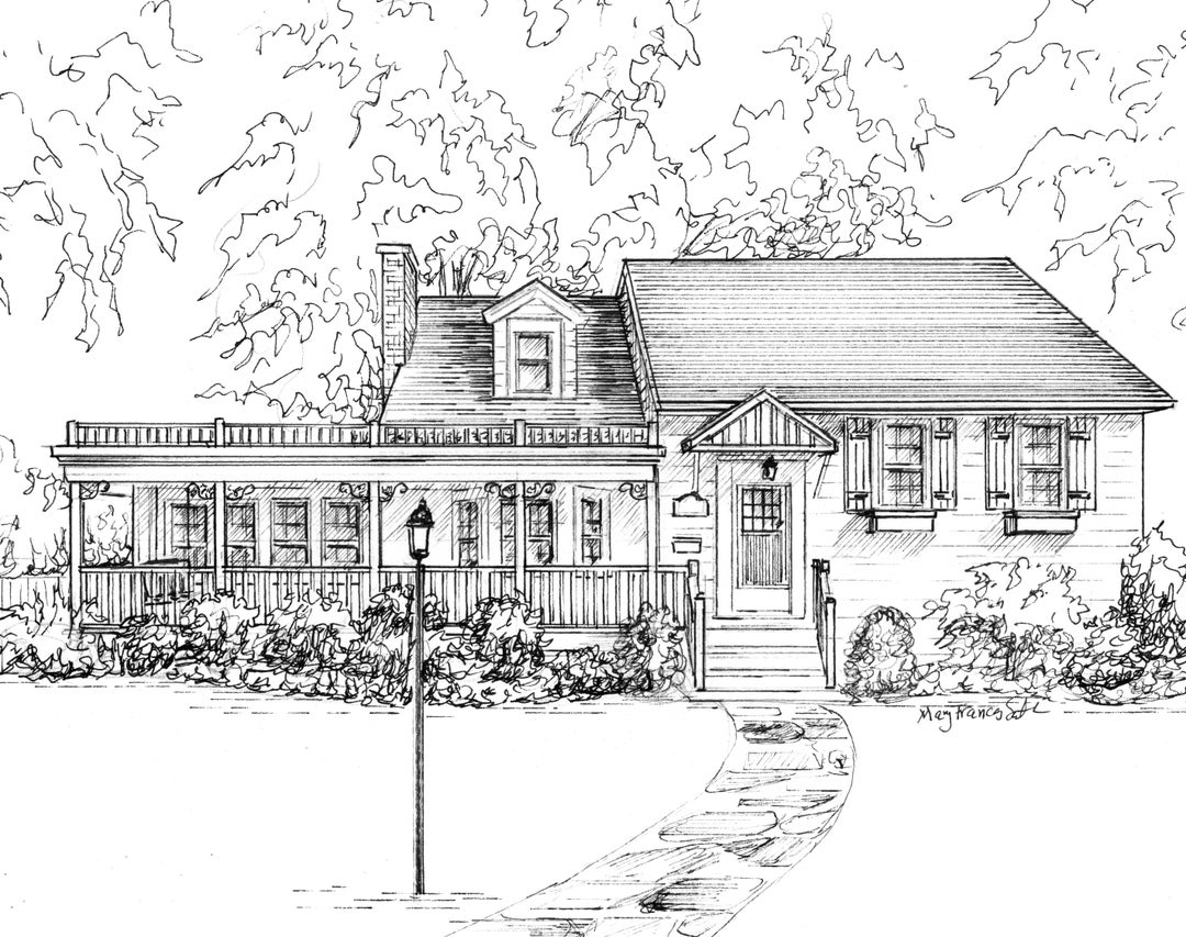 Pen and Ink Drawing of Your Home Custom Illustration of Your Etsy
