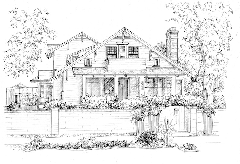 Custom House Drawing in Ink - Architectural Sketch of Your Home or ...