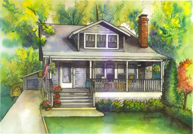 Custom House Painting in Watercolor Architectural sketch of your home Home portrait image 2