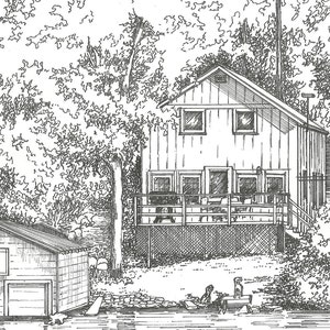 Custom house drawing in ink, personalized sketch of your home or cottage image 4