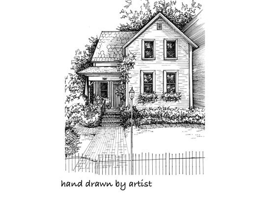 Pen And Ink Home Portraits Custom House Portraits Across The East