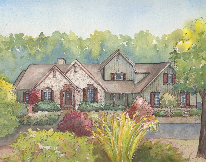 Custom Peinture Aquarelle Une Maison De Vacances Maison Du Etsy