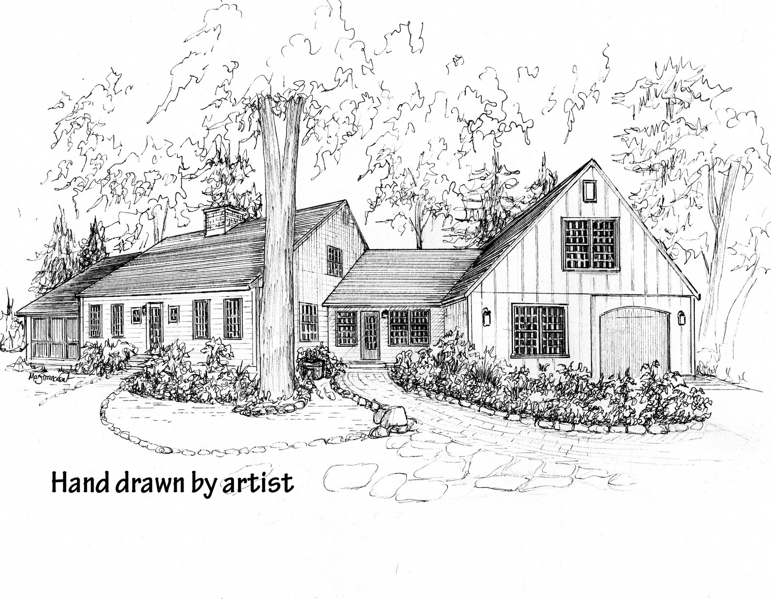 Pen and Ink Home Sketch From Photo. Custom Drawing in Ink Etsy