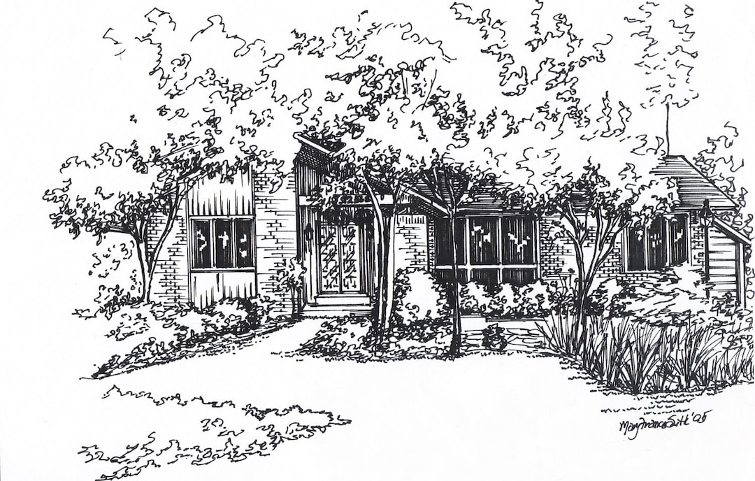 Custom House Drawing in Ink - Your Photo to Art - Home Portrait Hand ...