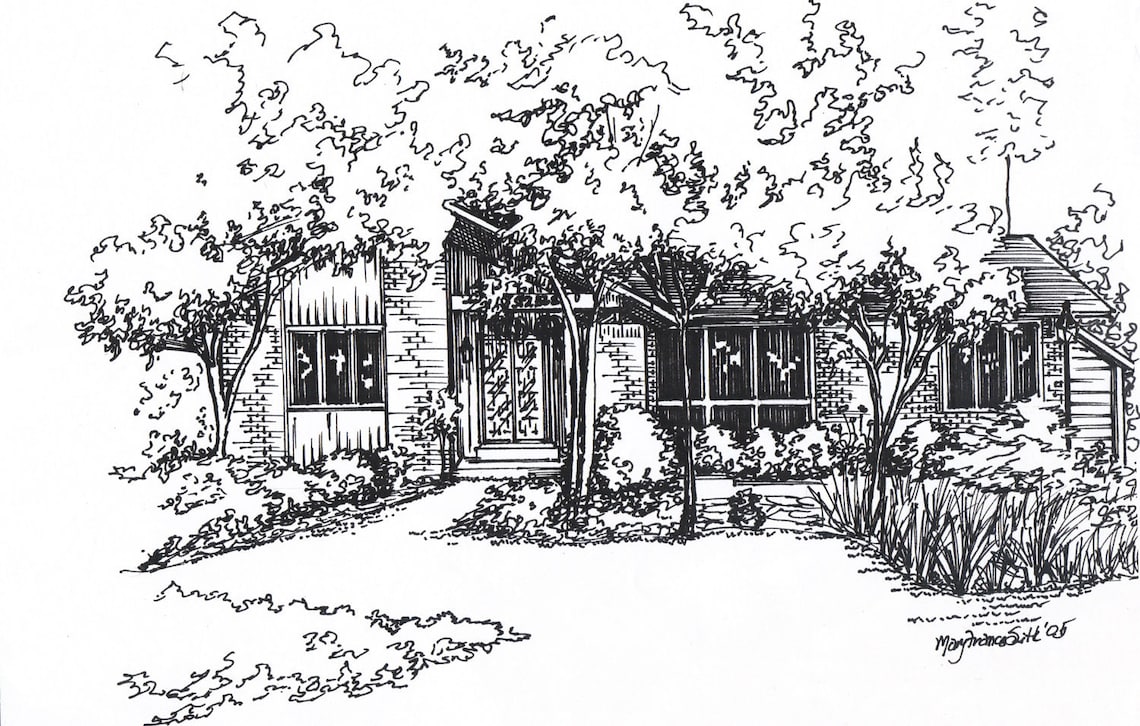 Custom House Drawing in Ink - Architectural Sketch of Your Home or ...