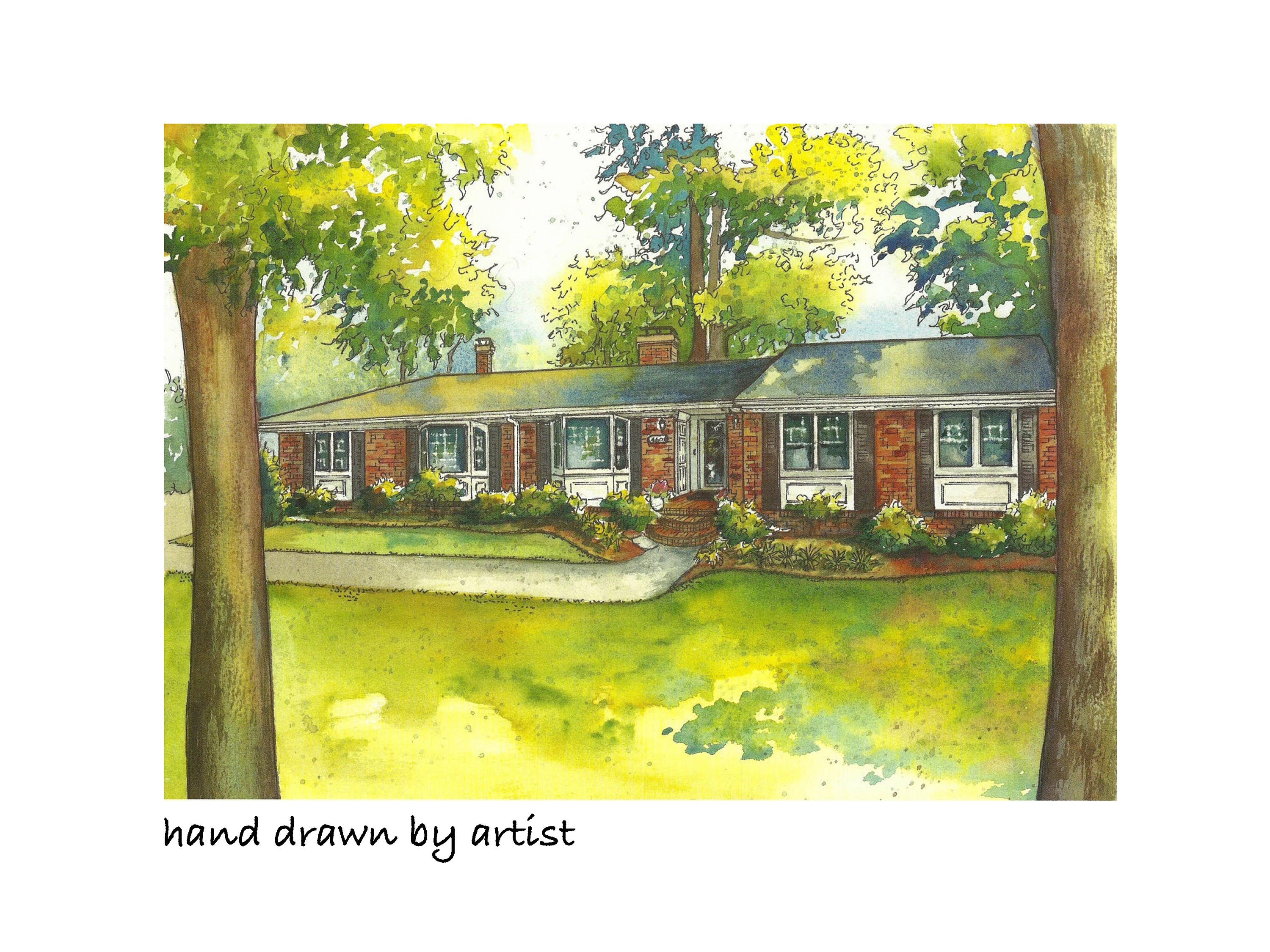 Watercolor House Painting, Custom color sketch of your home