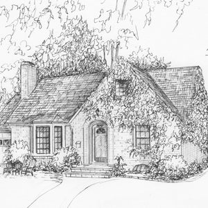 Custom house drawing in ink, personalized sketch of your home or cottage image 9