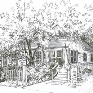 Custom house drawing in ink, personalized sketch of your home or cottage image 6