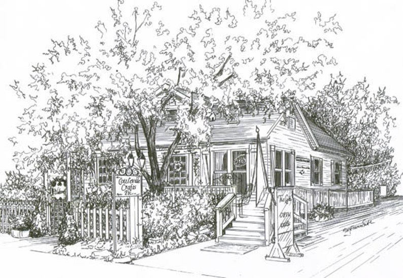 Custom house drawing in ink, personalized sketch of your home or cottage image 6